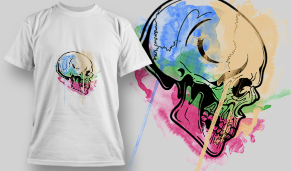 Watercolor Skull 3 | T Shirt Design Template 3834 1