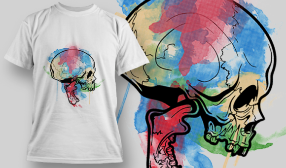 Watercolor Skull 4 | T Shirt Design Template 3835 1