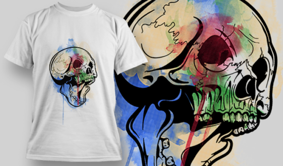 Watercolor Skull 5 | T Shirt Design Template 3836 1