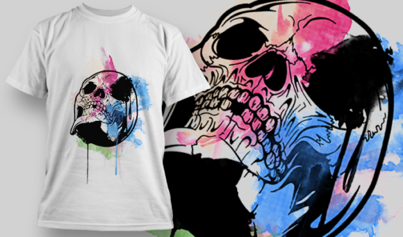 Watercolor Skull 6 | T Shirt Design Template 3837 1