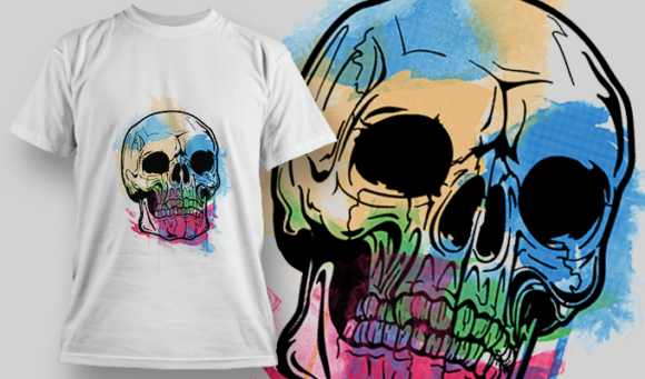 Watercolor Skull 8 | T Shirt Design Template 3839 1