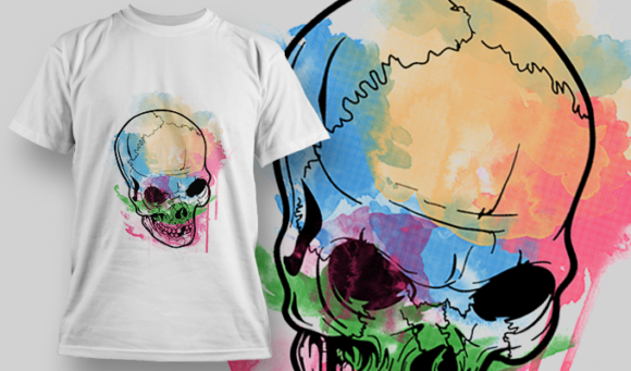 Watercolor Skull 9 | T Shirt Design Template 3840 1