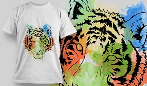 Watercolor Tiger 1  | T Shirt Design Template 3853 1