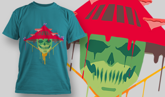 Mushroom Amigasa | T Shirt Design Template 3984 1