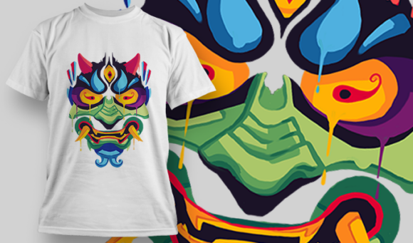 Oni Mask | T Shirt Design Template 3988 1