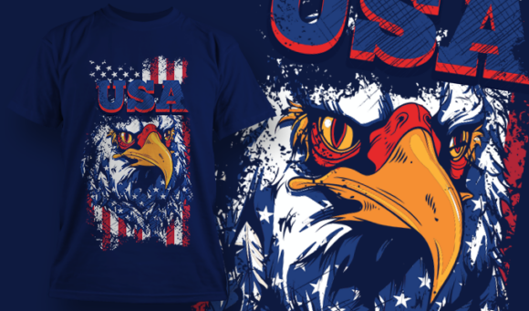 USA Eagle And Flag | T Shirt Design Template 4018 1
