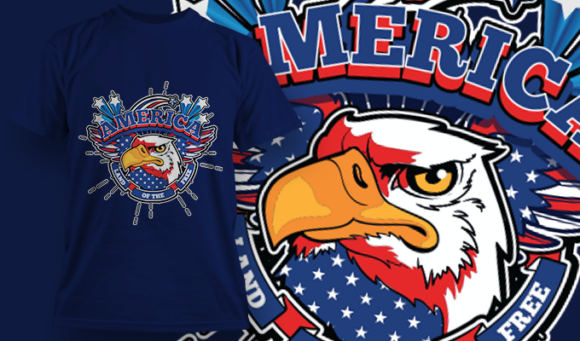 America - Land Of The Free | T Shirt Design Template 4007 1