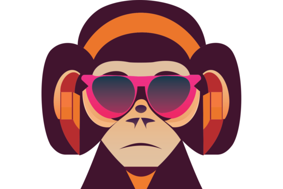 Chimp With Headphones And Sunglasses 1