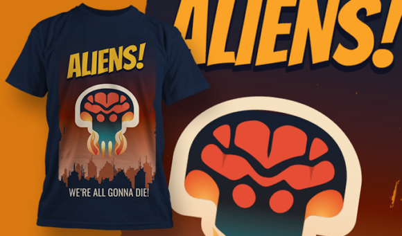 Aliens! | T-Shirt Design Template 4054 1