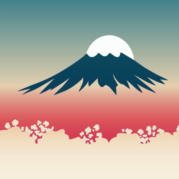 Mount Fuji Background With Petals 1