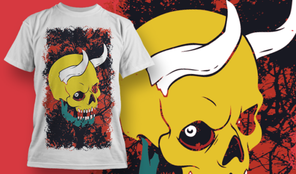 Colorful Devil Skull | T-Shirt Design Template 4076 1