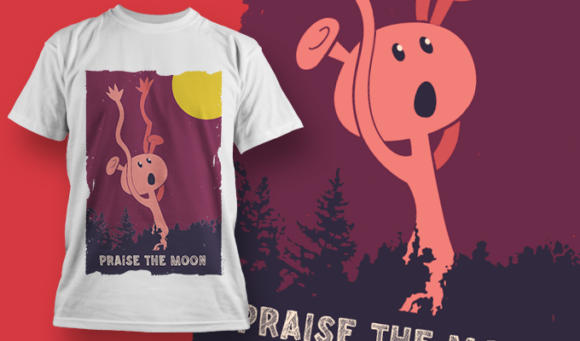 Praise The Moon | T-Shirt Design Template 4086 1