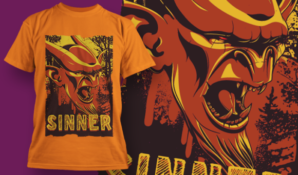 Sinner | T-Shirt Design Template 4089 1