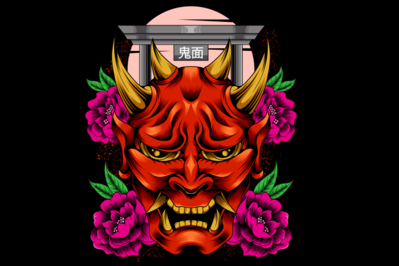Oni Mask With Flowers 1