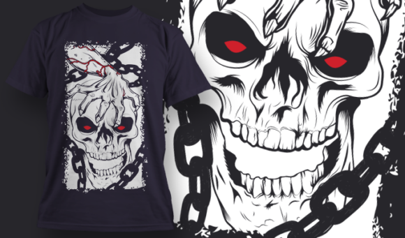 Hand Holding Skull | T-Shirt Design Template 4126 1
