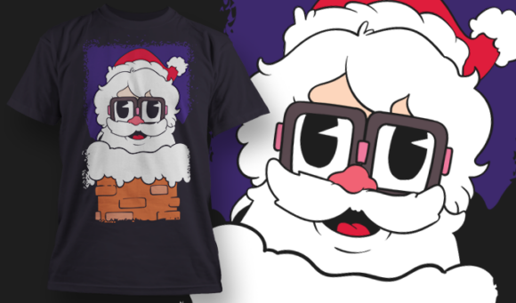 Santa Down The Chimney | T-Shirt Design Template 4134 1