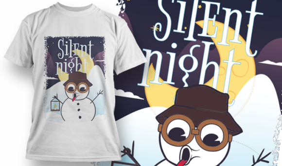 Silent Night | T-Shirt Design Template 4136 1