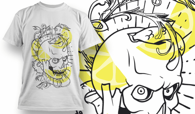 Yellow and orange skull, T-shirt Designer, Graffiti design casual
