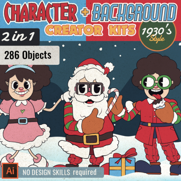 Retro Holiday Character Creator Kit 1